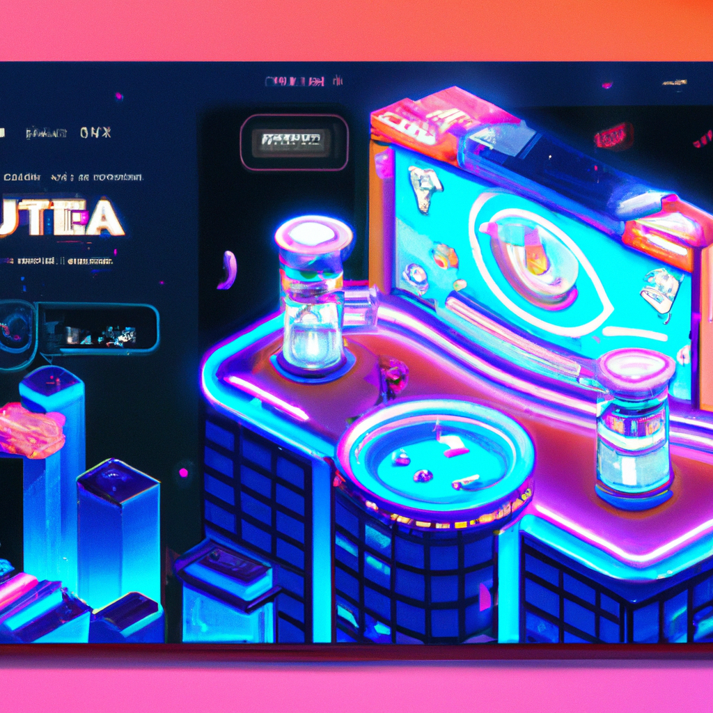 isometric neon arcade city with players and floating HUD